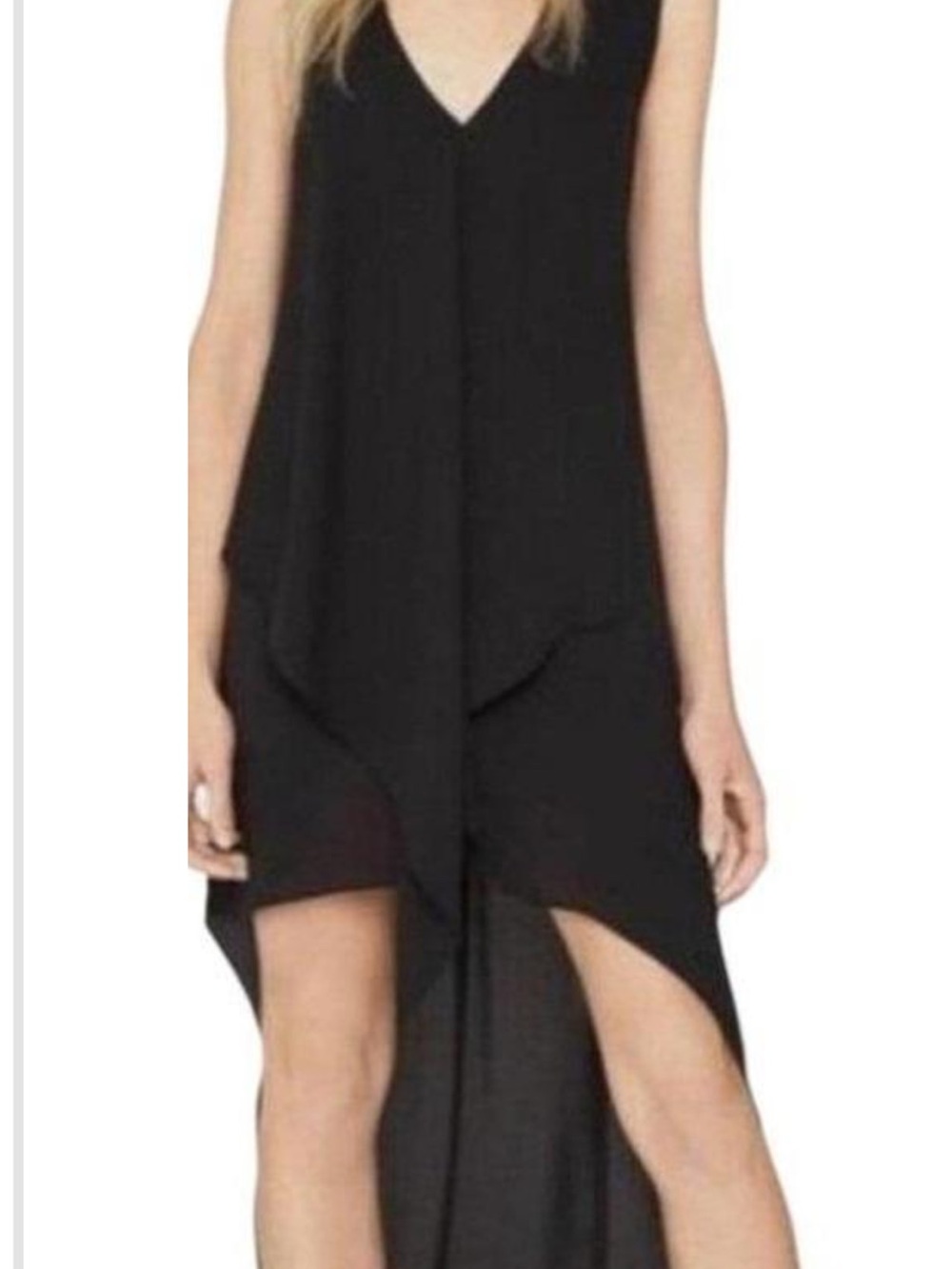 BCBGMaxAzria Black Sleeveless V-Neck High-Low Dress